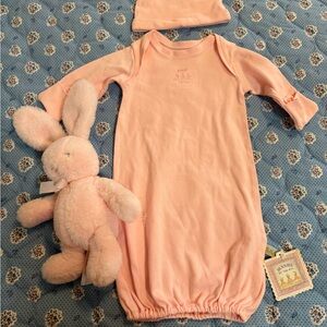 PINK BUNNY BABY SLEEPER & HAT BY THE BAY NWT PERFECT FOR 0-3 MON…+ bunny
